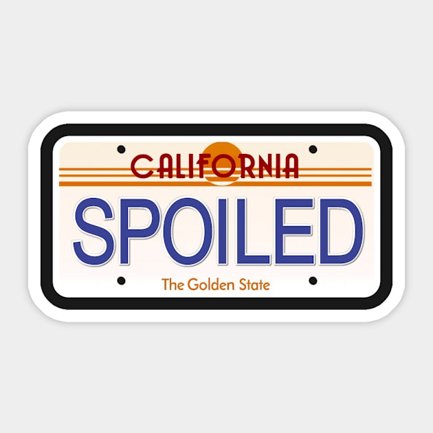 Spoiled California State License Plate Sticker by Mel's Designs